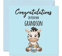 New Baby Boy Card - New Grandson - Congratulations Baby Boy Cards Newborn, Well Done Congrats New Baby Cards, Welcome To The World Home Gifts, 145mm x 145mm Baby Greeting Cards for Parents