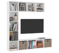 NEW Ensemble de bibliothèque/meuble TV - Blanc MEUBLE HI-FI - TABLE TV - 3 pcs - Pour maison - Blanc 180x30x180 cm_6718
