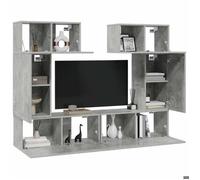NEW Ensemble de meuble TV - Gris MEUBLE HI-FI - TABLE TV - 6 pcs - Pour maison - Gris béton Bois d'ingénierie_3534
