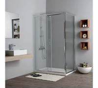 New Giada Porte de douche 100 cm avec porte coulissante et paroi latérale 80 cm en verre de sécurité trempé de 6 mm