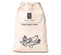 New Living Lot de 2 sacs à légumes | Matériaux en lin bio | Produit écologique | Sac de rangement alimentaire | 26 x 38 cm (1 paquet)
