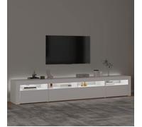 NEW MEUBLE HI-FI - Blanc - Armoire TV - Meuble TV avec lumières LED - avec étagères - Blanc 240x35x40 cm_5995