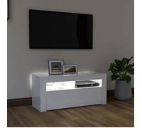 NEW MEUBLE HI-FI - Blanc - Armoire TV - Meuble TV avec lumières LED - avec étagères - blanc brillant 90x35x40 cm_4769