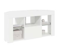 NEW MEUBLE HI-FI - Blanc - Armoire TV - Meuble TV LED d'Angle - avec étagères - Blanc brillant 100x40x50 cm_7548