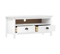 NEW MEUBLE HI-FI - Blanc - Armoire TV - Meuble TV - pour maison - Hill Range Blanc 110x40x47cm Bois de pin solide_7343