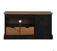 NEW MEUBLE HI-FI - Noir - Armoire TV - Meuble TV - pour maison - HALDEN porte coulissante noir 110x40x60cm bois massif_3436