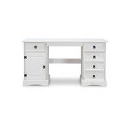 New Mexico Bureau largeur 141 cm hauteur 76 cm avec 5 tiroirs et 1 porte blanc/ciré.