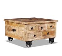 NEW Table basse bar contemporaine Bois de manguier brut 70 x 70 x 40 cm 70177
