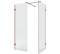 New Trendy Eventa Copper Brushed cabine de douche walk-in 120x100 cm rectangulaire cuivre brossé/verre transparent EXK-8206