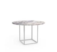 New Works Table à manger ronde Florence white viola marble. ø 120 cm. structure blanche