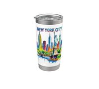 New York City Skyline Art NYC Souvenir Brooklyn Bridge Femmes Gobelet isotherme en acier inoxydable double paroi