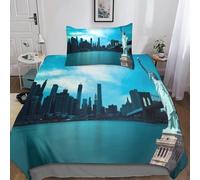 New York Housse De Couette D Imprim¿¿ New York Parure De Lit Microfibre Fermeture ¿¿Clair, Housses De Couettes Avec D'oreiller Parure De Couette Pour Ad
