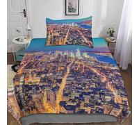 New York Housse De Couette Fille Avec Taies D'oreillers Parure De Lit Housses De Couettes New York Microfibre Avec Fermeture ¿¿Clair Parure De Couette