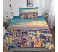 New York Housse De Couette Fille Avec Taies D'oreillers Parure De Lit Housses De Couettes New York Microfibre Avec Fermeture ¿¿Clair Parure De Couette