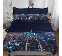 New York Housse De Couette Fille Avec Taies D'oreillers Parure De Lit Housses De Couettes New York Microfibre Avec Fermeture ¿¿Clair Parure De Couette