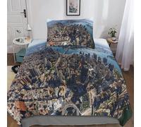 New York Housse De Couette Parure De Lit De Housses De Couettes New York Parure De Couette D Microfibre Avec Taies D'oreiller Pour Garcon Adolescents