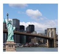 New York, rideau imprimés Statue de la liberté, pont de Brooklyn et building 180x160 cm, 2 parts G
