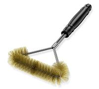 Newaner 12 pouces/30.5cm Brosse Barbecue Laiton Triangulaire Nettoyage 360° | Acier INOX BBQ Outilsbrosse pour Grille de Gril avec tête Brosse Triple, pour gaz/Charbon de Bois/électrique Grille, Or