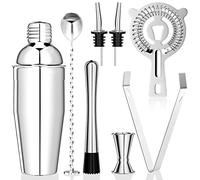 Newaner 750ML Shaker Cocktail, 8 Pièces INOX Shaker Vinaigrette, Argent | professionnel kit pour barman, avec crépine, jigger, cuillère, verseur, pour mélanger des boissons, home, bar, party