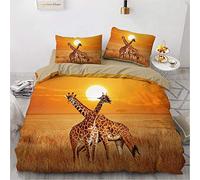 NEWAT Housse de couette chaude avec imprimé girafe 3D pour homme et femme, housse de couette légère avec taies d'oreiller, parure de lit douce pour garçons et filles (B,220 x 240 cm)
