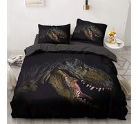 NEWAT Parure de lit 3D pour enfants, avec housse de couette et taie d'oreiller, pour garçons et filles, motif dinosaures, parc de dinosaures jurassic T-Rex (K, 220 x 240 cm)