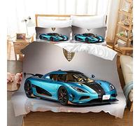 NEWAT Super Racing Passion Housse de Couette et Taie d'Oreiller en Microfibre Douce Confortable Moderne Voiture de Sport Vitesse Couvre-lit Housse de Couette (Motif 2，200x200cm)