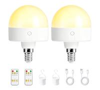 NewAusen Lot de 2 Ampoules Rechargeables LED E27 avec Télécommande Sans Fil, Dimmable, 3 Températures de Couleur, Lampe LED Magnétique pour Éclairage d'Urgence, Camping, Veilleuse