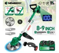 NEWBENY Tondeuse à gazon électrique sans fil 3-en-1 8-9 pouces, coupe-herbe, outil de jardinage pour batterie Makita 21V 2xBattery Set