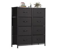 NEWBULIG Commode à 8 tiroirs, tour de coffre avec bacs en tissu facilement extensibles, dessus en bois, cadre en acier stable, rangement organisationnel pour salon, salle de séjour, chambre à coucher,