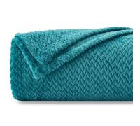 NEWCOSPLAY Couverture de Luxe Super Douce en Flanelle de qualité supérieure - Jeté Chaud et léger de 127 x 152,4 cm, Motif Feuilles, Peut être utilisée en Toutes Saisons, 888-bleu foncé