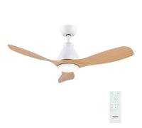 Newday 106cm Ventilateur Plafond 3 Pales Couleur En Bois avec Télécommande | Plafonnier Ventilateur Plafond avec Lumiere, Silencieux, Moteur DC Réversible, LED Dimmable, Mode de Sommeil pour Salon