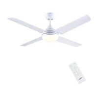 Newday 122CM Ventilateur de Plafond Blanc avec Lumiere et Télécommande, Lustre Ventilateur Modernes avec 4 Pale Réversible, Moteur Silencieux, Dimmer sans pas, Mode 7 Vitesse, Temporisateur pour salon