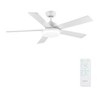 Newday 132cm Grand Ventilateur de Plafond Blanc avec Lumiere Dimmable | Télécommande Silencieux Chambre, Ventilo Plafond avec Mode de Sommeil pour Salon Terrasse