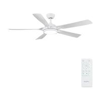 Newday 142cm Grand Ventilateur de Plafond 5 Pales Blanc avec Lumiere | Télécommande, Dimmable Plafonnier, Silencieux DC Moteur, 6 Vitesse, 3 Minuterie pour Chambre Salon Terrasse Cuisine