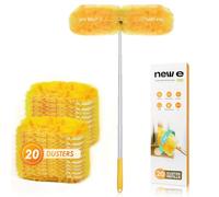 NEWE Duster Attrape pour Swiffer, Plumeau Poussiere avec 1 Aluminium Manche Telescopique et 20 Recharges Plumeau Attrape, Kit de Dépoussiérage à 360 Degrés des Meubles d'étagère de Stores