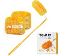 NEWE Duster Attrape pour Swiffer, Plumeau Poussiere avec 1 Manche Telescopique et 20 Recharges Plumeau Attrape, Kit de Dépoussiérage à 360 Degrés des Meubles d'étagère de Stores