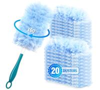 NEWE Duster Attrape & Retient pour Swiffer, Plumeau Poussiere avec 1 Manche et 20 Recharges Plumeau Attrape-Poussière pour Le Nettoyage à 360 Degrés des Meubles d'étagère de Stores