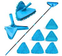 NEWE Vadrouille de Nettoyage avec Manche Long de 202 cm, Pliable à 180° Balai Serpillere avec Raclette pour Laver Les Murs Peints, Triangle Balai Nettoyage avec 6 Tampons