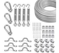 NEWFUN cable inox 5mm, cable acier 60m & Accessoires 304 Inoxydable pour guide de lumière, rambarde de terrasse, voile d'ombrage, fil à linge à photographier (60M)