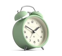 NEWGATE® Charlie Bell Echo réveil | Horloge Classique à Double Cloche | Neo mint | Chiffres faciles à lire | Idéal pour chevet, bureau ou étagère | Accessoire rétro moderne pour chambre et bureau