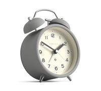 NEWGATE® Charlie Bell Echo Réveil | Interprétation Moderne de la Traditionnelle Horloge à Cloche jumelle | Grey | des nombres faciles à Lire | Idéal pour Le Chevet ou l’étagère | Accessoire rétro