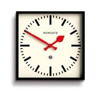 NEWGATE® Number Five Horloge Murale | Horloge de Gare Moderne rétro carrée | 40 cm | Noir aux Mains Rouges | Style du Milieu du siècle pour Cuisine, Salon ou Bureau