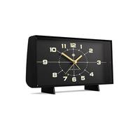 NEWGATE® Wideboy Réveil | Design rétro rectangulaire | Noir | Cadran du Milieu du siècle | Idéal pour Le Chevet, Le Bureau, la cheminée ou l’étagère | Accessoire rétro pour Chambre et Bureau