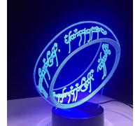 Newhope Seigneur des anneaux 3D Illusion Nuit Lumière LED Bureau Table Lampe 7 Couleur Tactile Lampe Maison Chambre Bureau Décor pour Enfants D'anniversaire De Noël Cadeau