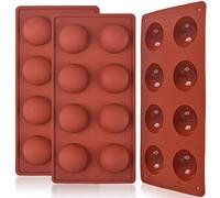 Newk Lot de 3 moules en silicone à 8 cavités en demi-sphères pour bombes de chocolat chaud, gâteaux, gelée, pudding, mousse