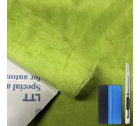 NewL Ruban en daim élastique auto-adhésif pour rénovation et modification de tableau de bord de voiture intérieur, autocollants en rouleau de cuir DIY （Vert clair， 150cm x 150cm)