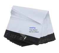 newlng Lot de 200 Sacs d'expédition en polyéthylène Sacs d'envoi 10x13" / 250x350mm+50mm Enveloppes d'expédition blanches Auto-scellantes Adhésives Imperméables et Indéchirables Sacs d'emballage Sac