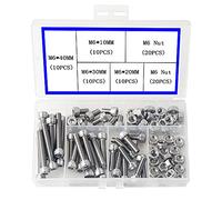 newlng M6 Vis à Tête Cylindrique à Six Pans Creux en Acier Inoxydable 304 Pièces Mécaniques à Tête Cylindrique à Six Pans Creux et à écrous Bouton à Tête Hexagonale Socket(Boulon 40PCS, écrou 40PCS)