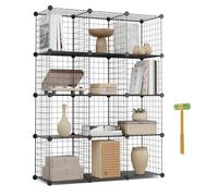 NEWLUX - Étagère de rangement multifonction 12 cubes (125 x 94,5 x 31,5 cm), capacité jusqu'à 120 kg. Étagère métallique en fer modulaire | Meuble à chaussures ou armoire ouverte, noir