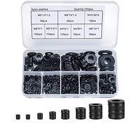 Newoutset 500 Pcs Rondelles Pour Gonds De Porte Nylon Plates, M2-M10, Noir | Rondelles plates isolées en nylon, joints d'étanchéité pour tuyaux, kit d'assortiment pour plomberie et mécanique